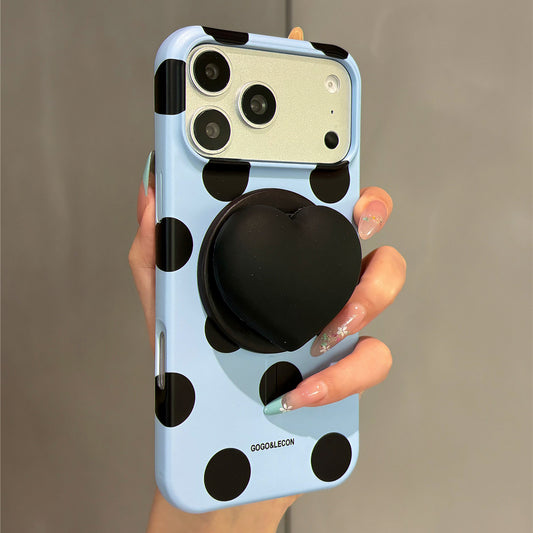Blue Polka Dot Heart Magnetic Stand Acrylic Phone Case