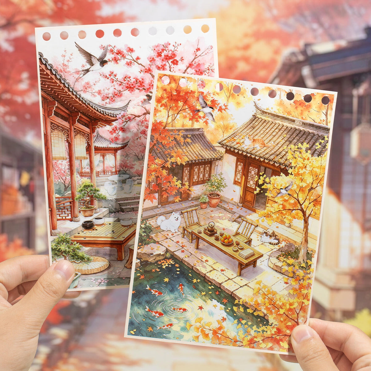 Four Seasons in the Quiet Courtyard 3D Sticker Book