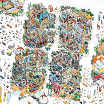 Wonder Shop 3D Sticker | 4 Cute Miniature Scenes