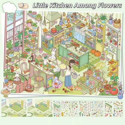 Leisure Life 3D Sticker | 2 Cute Miniature Scenes