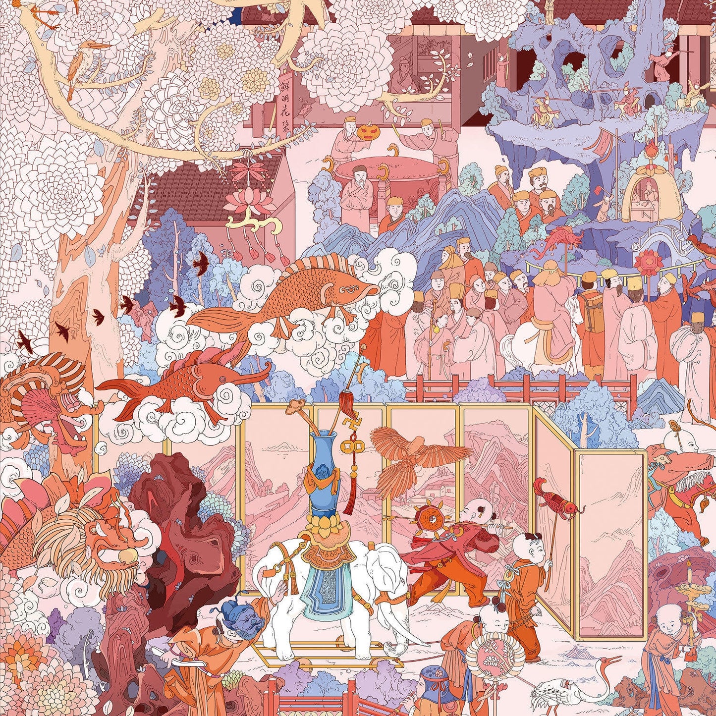 Ancient Chinese Life 3D Sticker | 2 Cute Miniature Scenes