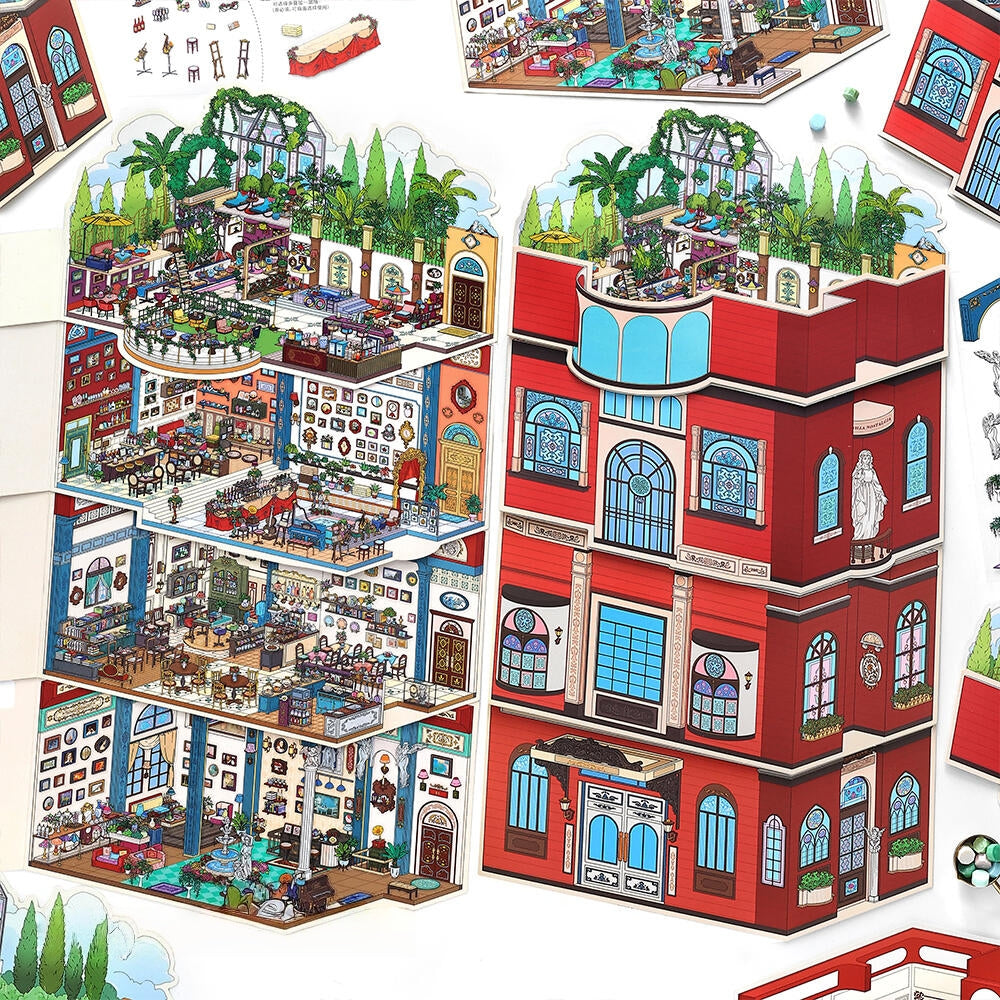 Rome Hotel 3D Sticker | 4 Cute Miniature Scenes
