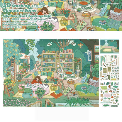 A Haven for the Wandering Soul 3D Sticker | 4 Cute Miniature Scenes