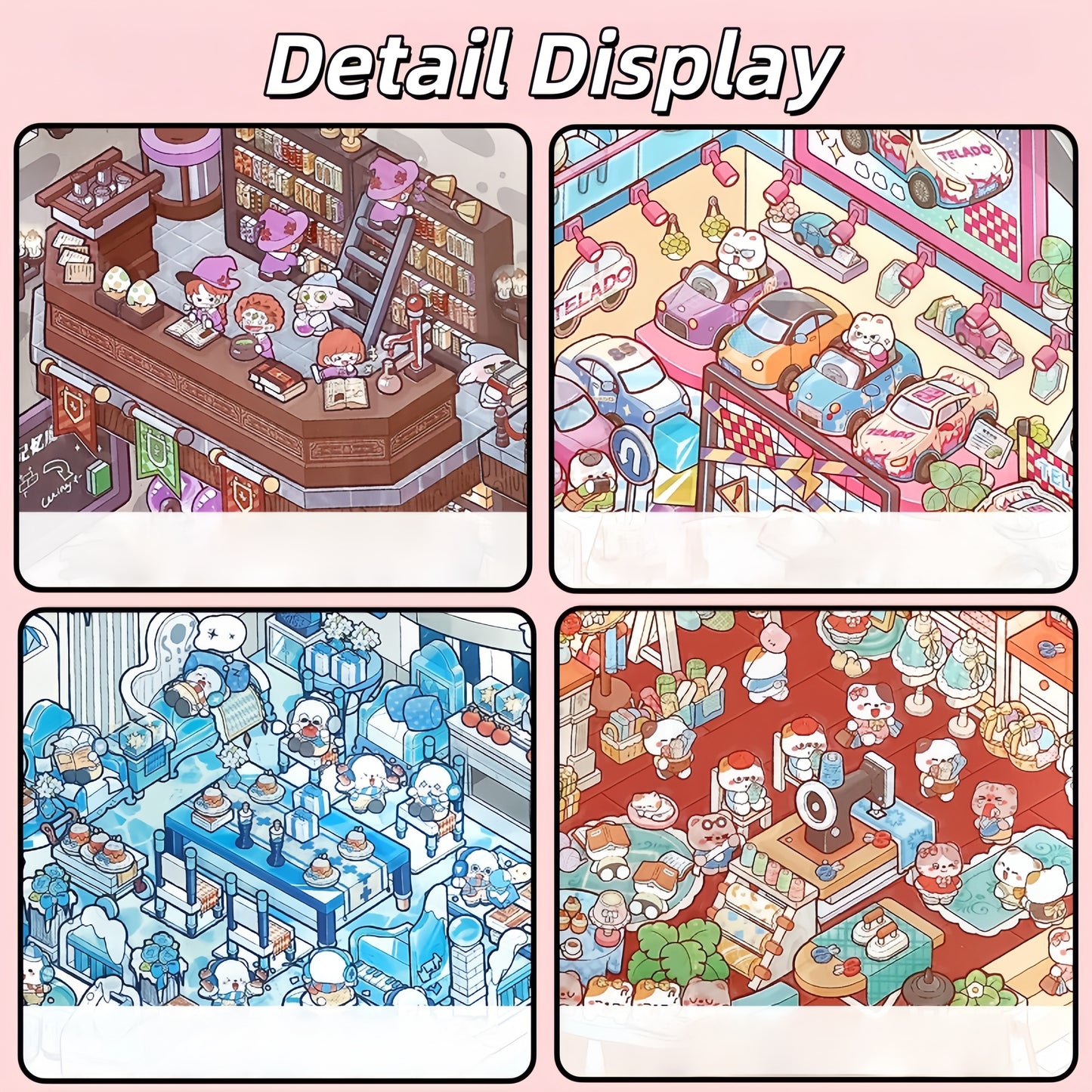 Simulation Management 3D Sticker | 4 Cute Miniature Scenes