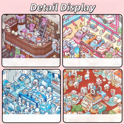 Simulation Management 3D Sticker | 4 Cute Miniature Scenes