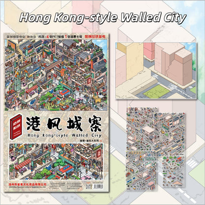 Street Scenes Memoir 3D Sticker | 3 Cute Miniature Scenes