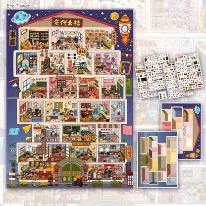 Cubicle Apartment 3D Sticker | 3 Cute Miniature Scenes