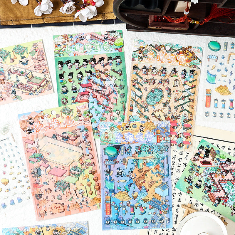 Journey to the West 3D Sticker | 4 Cute Miniature Scenes