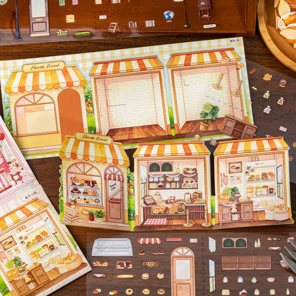 Tri-Fold Mini Corner Shop 3D Sticker | 6 Cute Miniature Scenes