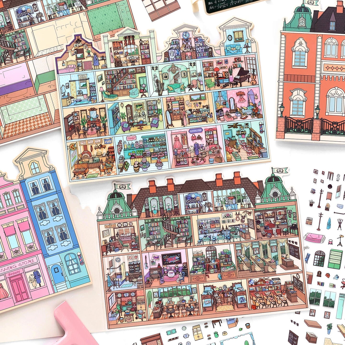 Colorful Cubicles 3D Sticker | 2 Cute Miniature Scenes