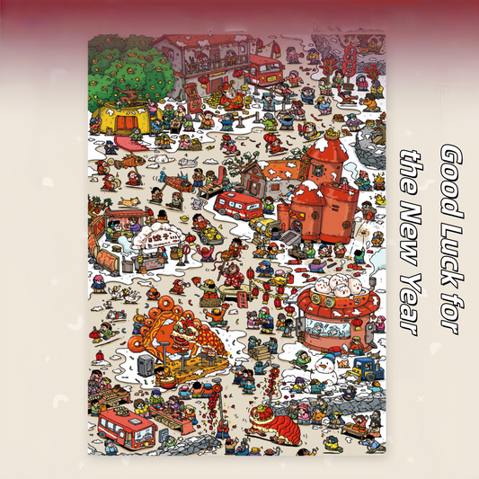 New Year Street 3D Sticker | 3 Cute Miniature Scenes