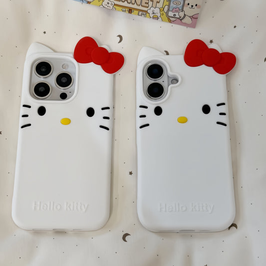 Cartoon Bow-Tie Cat Silicone Phone Case