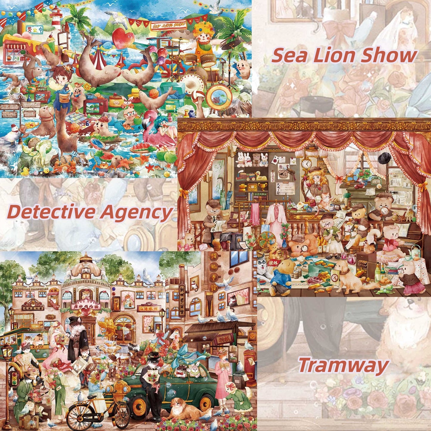 Oil Painting 3D Sticker | 3 Cute Miniature Scenes