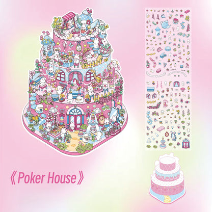 Tea Party 3D Sticker | 4 Cute Miniature Scenes