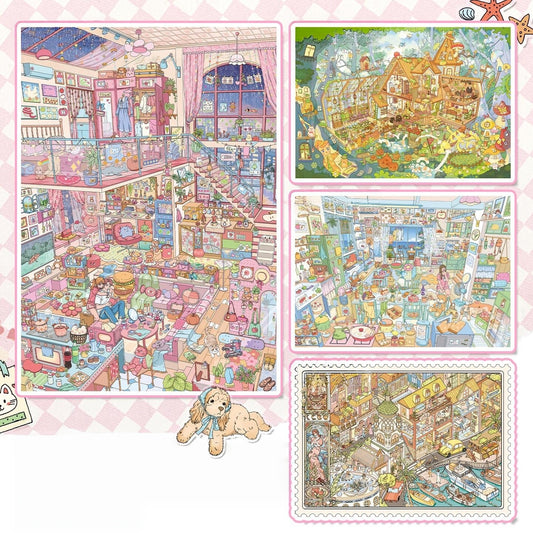Cozy Summer Dwellings 3D Sticker | 4 Cute Miniature Scenes