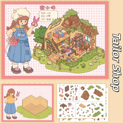 Fluff World 3D Sticker | 3 Cute Miniature Scenes