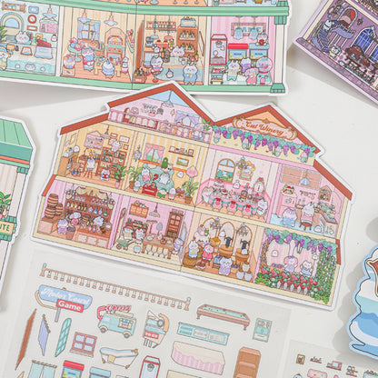 Fantasy Buildings 3D Sticker | 4 Cute Miniature Scenes