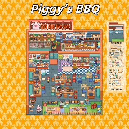 Pixel Animal Shops 3D Sticker | 2 Cute Miniature Scenes