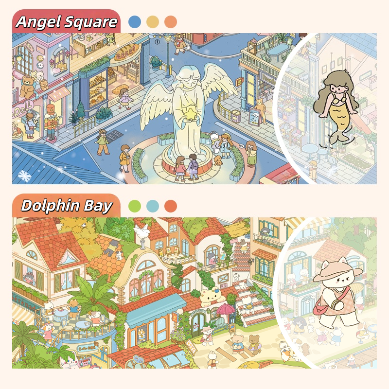 Fantasy Streetscape 3D Sticker | 2 Cute Miniature Scenes