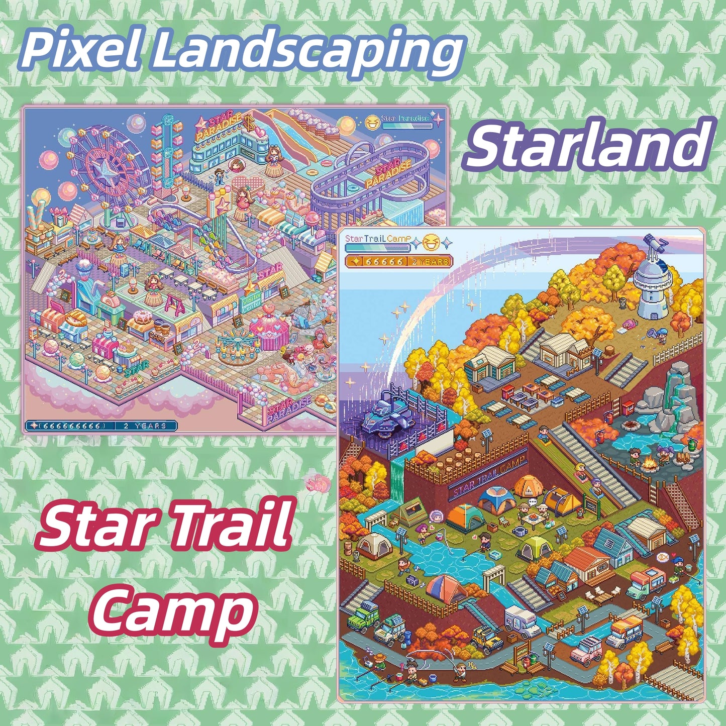 Pixel Landscaping 3D Sticker | 2 Cute Miniature Scenes