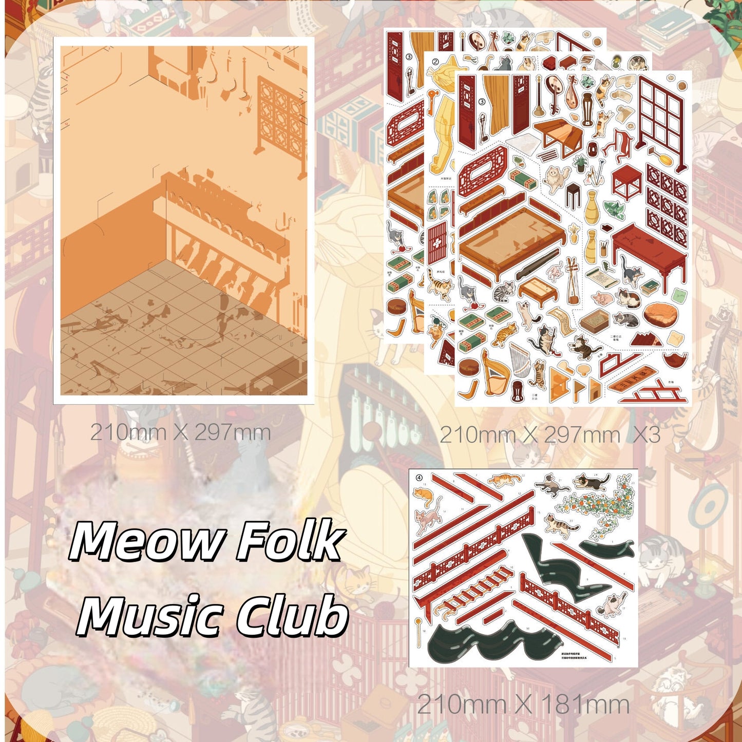 Meow Folk Music Club 3D Sticker
