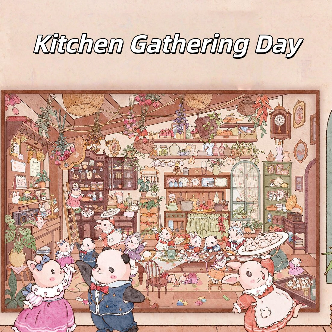 Field & Kitchen 3D Sticker | 2 Cute Miniature Scenes