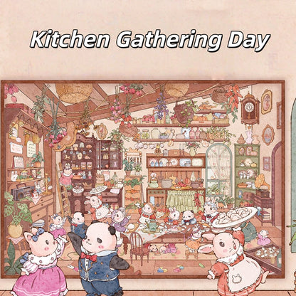 Field & Kitchen 3D Sticker | 2 Cute Miniature Scenes