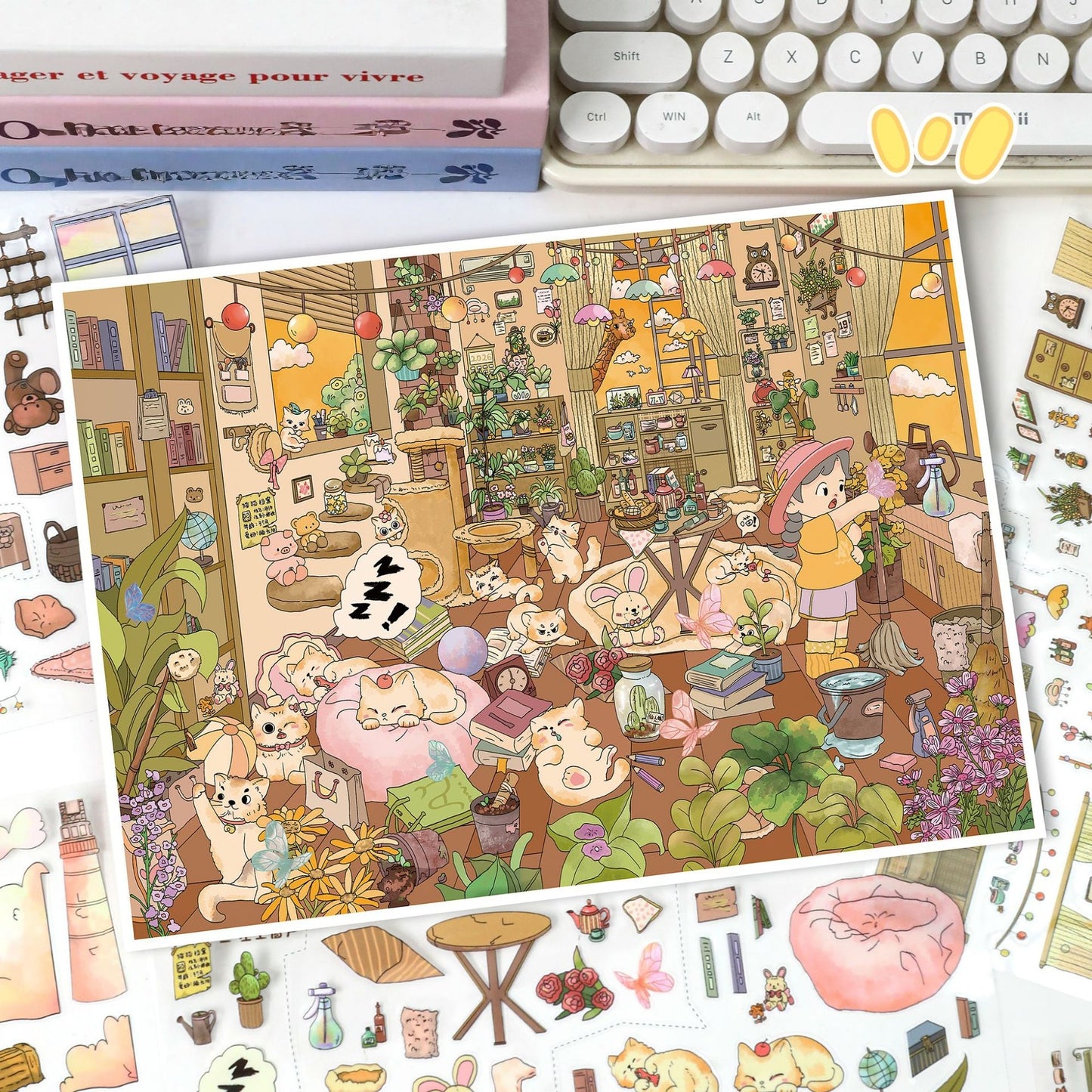 Furry Vacations 3D Sticker | 2 Cute Miniature Scenes