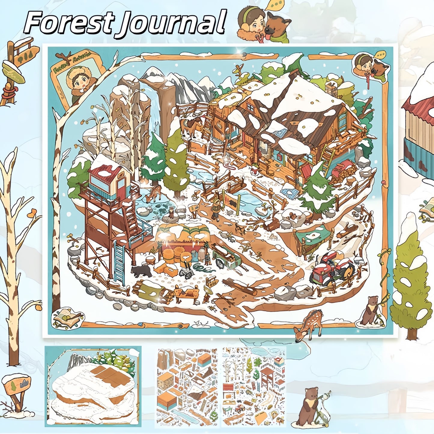 Dreamy Village 3D Sticker | 4 Cute Miniature Scenes