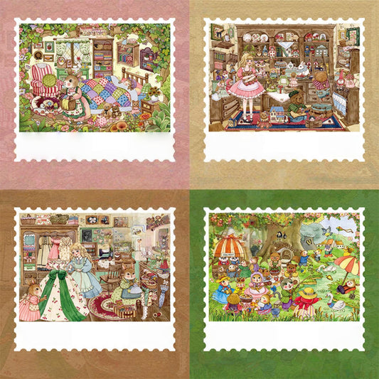 Hand-drawn Fairytale 3D Sticker | 4 Cute Miniature Scenes