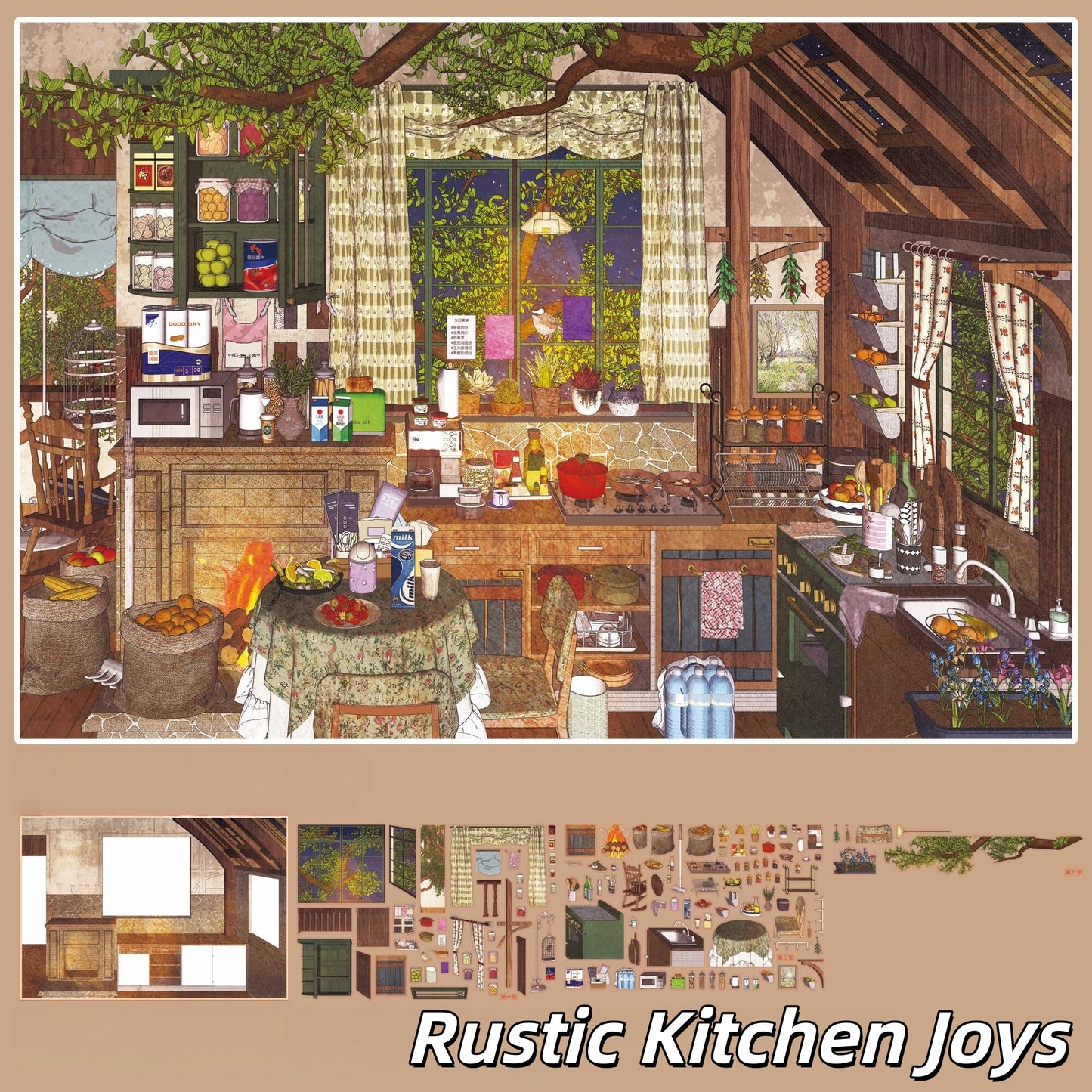 Kitchen Days 3D Sticker | 2 Cute Miniature Scenes