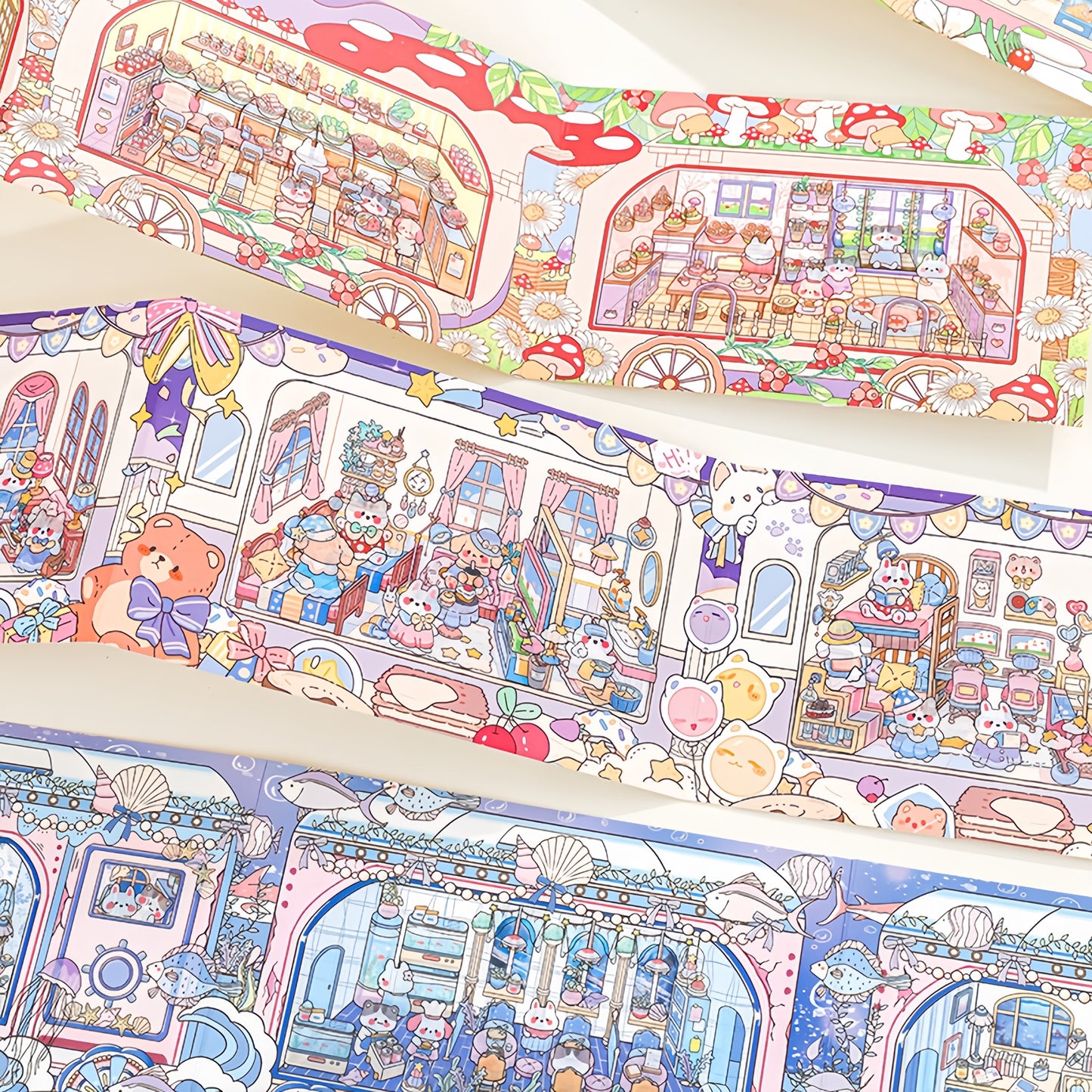 Time Train 3D Sticker | 4 Cute Miniature Scene