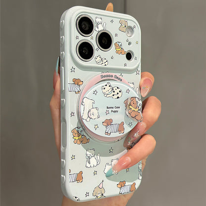 Haze Blue Cartoon Puppy Magnetic Stand Acrylic Phone Case