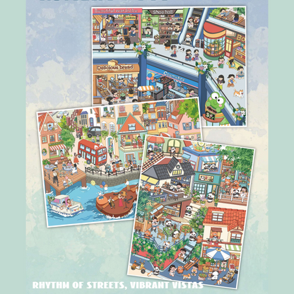 Streetscape 3D Sticker | 3 Cute Miniature Scenes