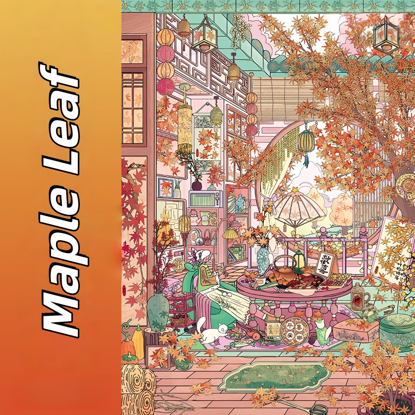 Maple & Cherry House 3D Sticker | 2 Cute Miniature Scenes