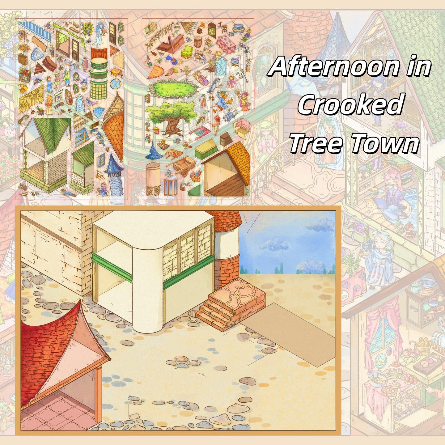 Afternoon in Crooked Tree Town 3D Sticker