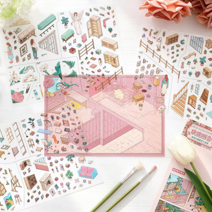 Rose Painting House 3D Sticker