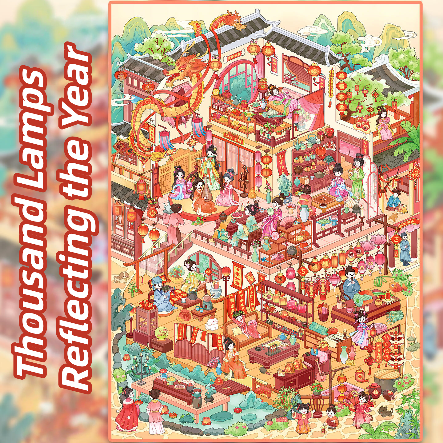 Happy New Year 3D Sticker | 4 Cute Miniature Scenes