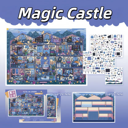 Castle Series 3D Sticker | 2 Cute Miniature Scenes