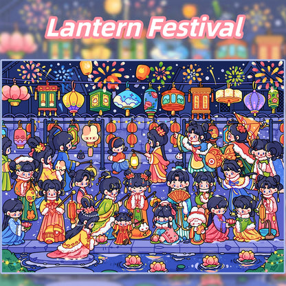 Festival Town 3D Sticker | 2 Cute Miniature Scenes