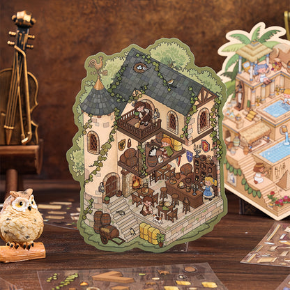 Time Travel 3D Sticker | 4 Cute Miniature Scenes