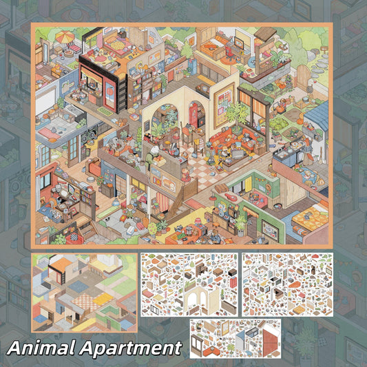 Whimsical Town Tales 3D Sticker | 4 Cute Miniature Scenes