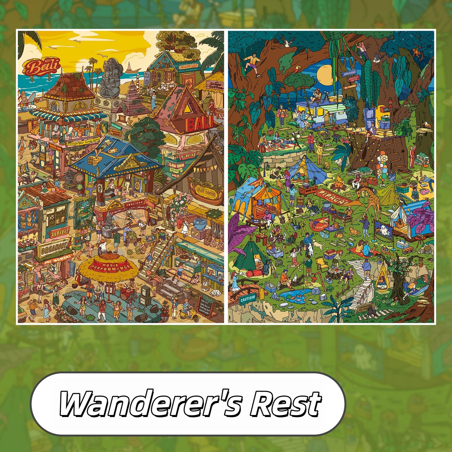 Wanderer's Rest 3D Sticker | 2 Cute Miniature Scenes