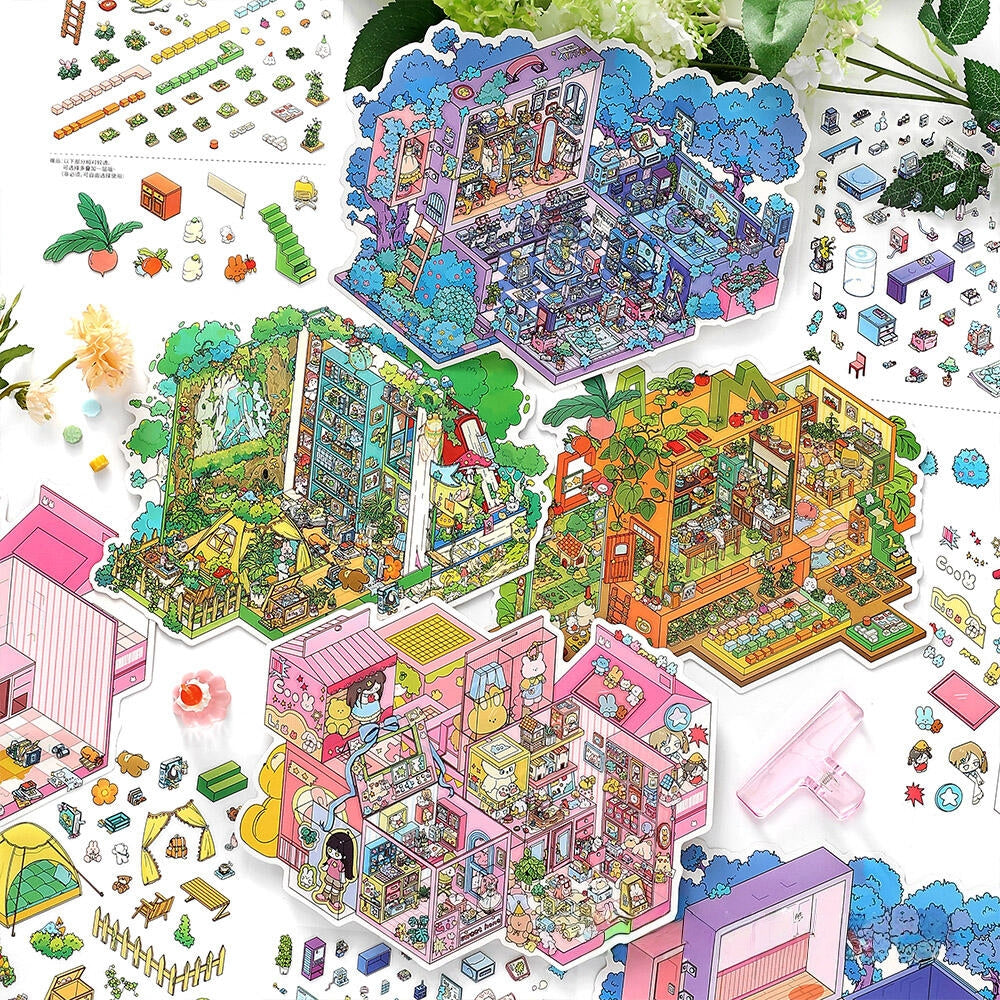 My Home 3D Sticker | 4 Cute Miniature Scenes
