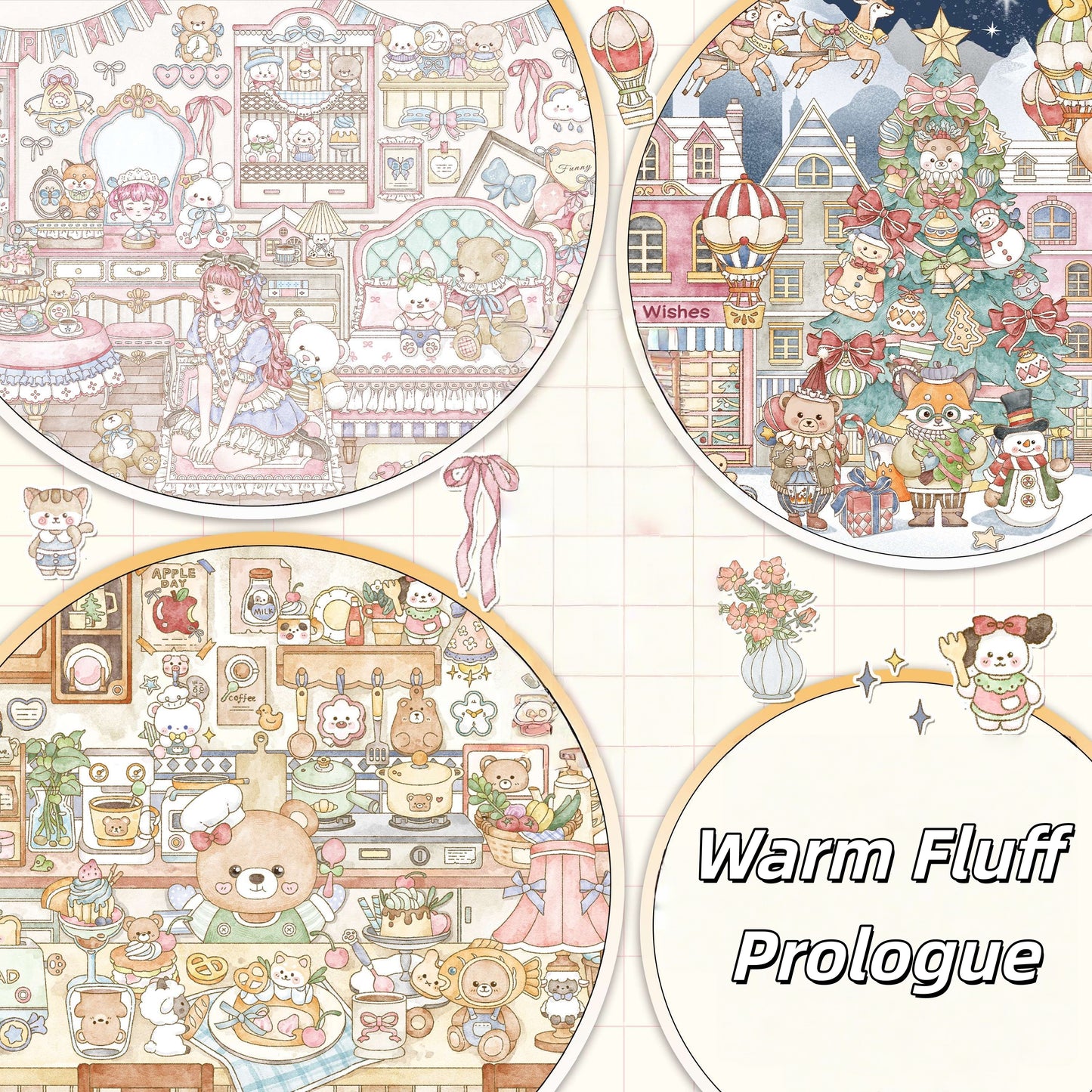 Warm Fluff Prologue 3D Sticker | 3 Cute Miniature Scenes
