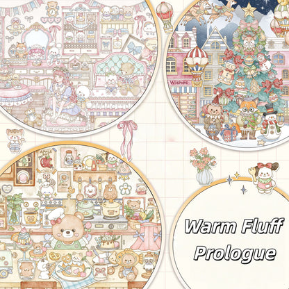 Warm Fluff Prologue 3D Sticker | 3 Cute Miniature Scenes