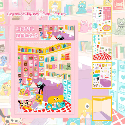 Little Pink House 3D Sticker | 4 Cute Miniature Scenes