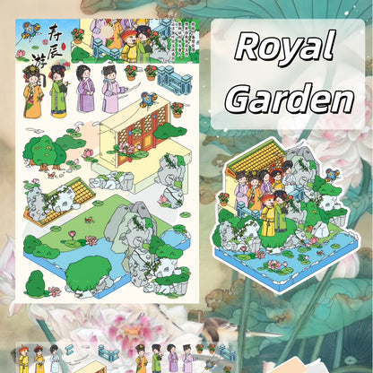 Empresses in the Palace 3D Sticker | 4 Cute Miniature Scenes