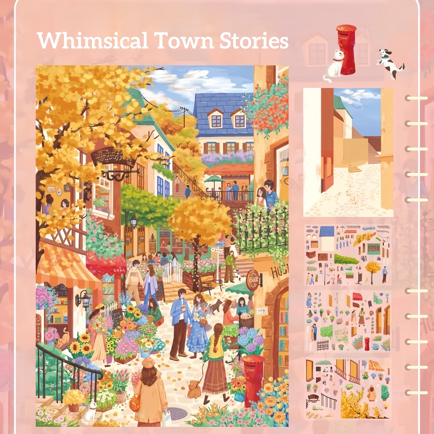 Little Town Stories 3D Sticker | 4 Cute Miniature Scenes