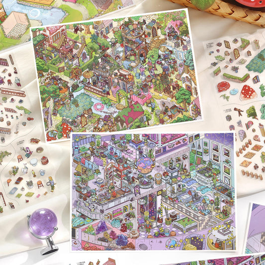Cosmic Scenes 3D Sticker | 2 Cute Miniature Scenes
